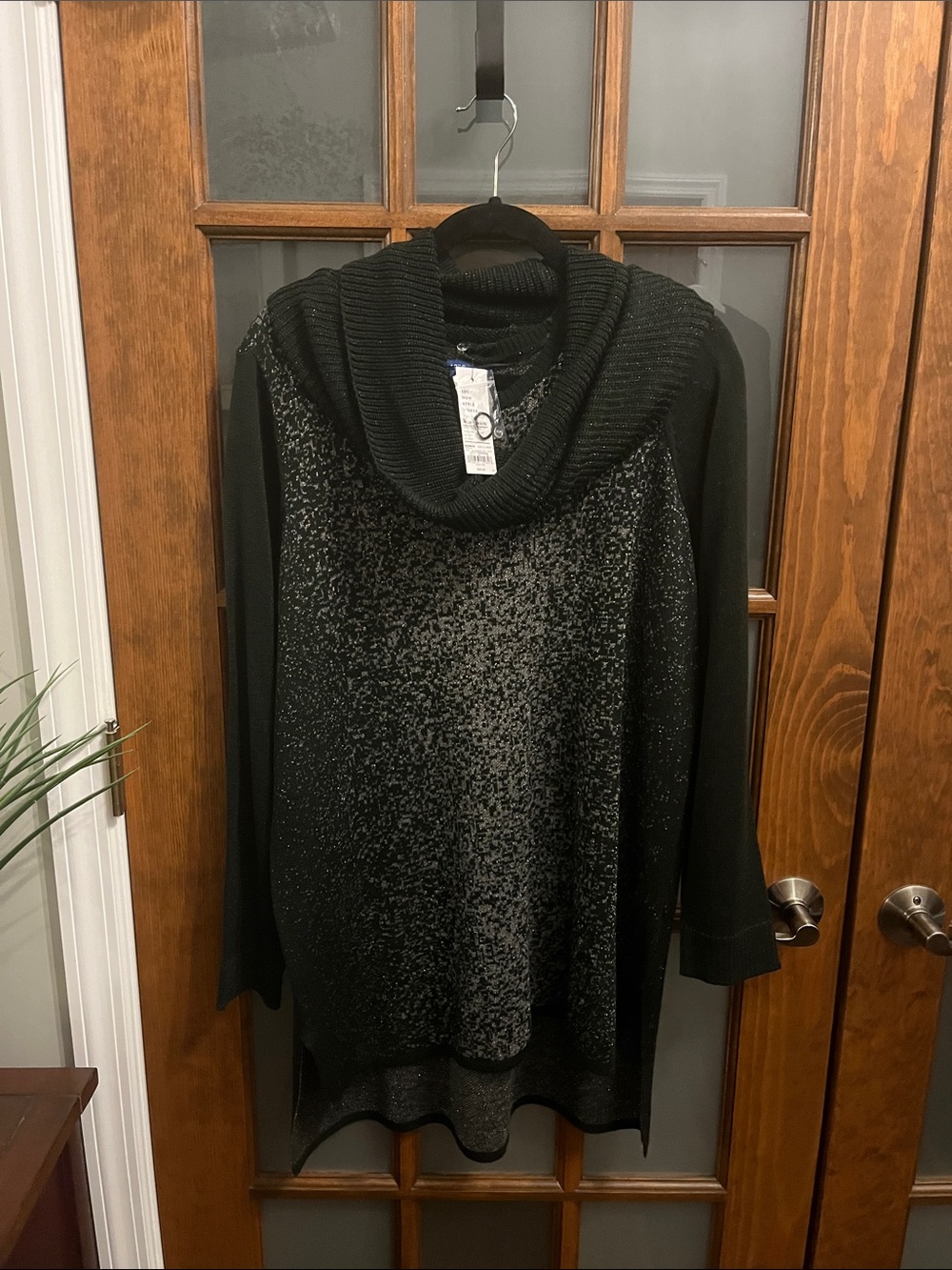 Apt. 9 Black Sparkle Cowl Neck Sweater with detachable turtleneck
